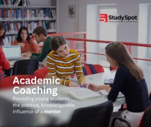 Female student working with an academic coach in a Calgary library